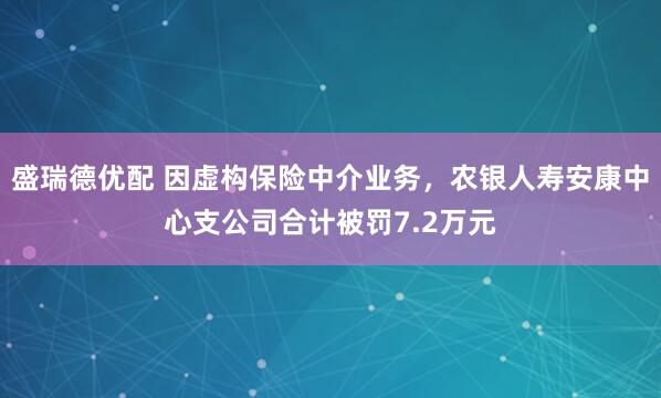 盛瑞德优配 因虚构保险中介业务，农银人寿安康中心支公司合计被罚7.2万元