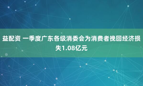 益配资 一季度广东各级消委会为消费者挽回经济损失1.08亿元