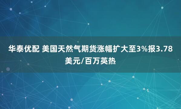 华泰优配 美国天然气期货涨幅扩大至3%报3.78美元/百万英热