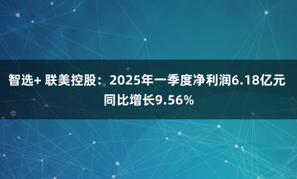 智选+ 联美控股：2025年一季度净利润6.18亿元 同比增长9.56%